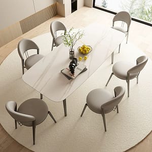 Modern sintered stone dinning table with 6 and 4 seater chair