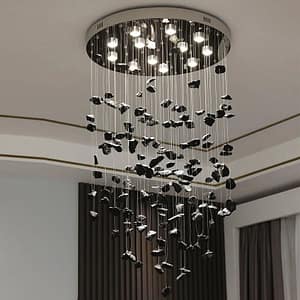 Postmodern black stone restaurant chandelier rectangular exhibition hall porch designer art creative bar lamps