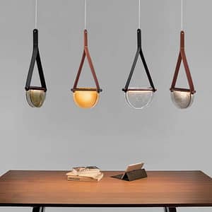 Carys – Post-modern Leather Handmade Glass Pendant Lamp