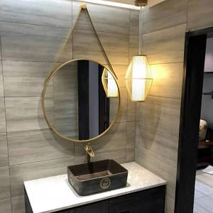 Movable Decorative Hanging Wall Mirror With PU Leather Strap