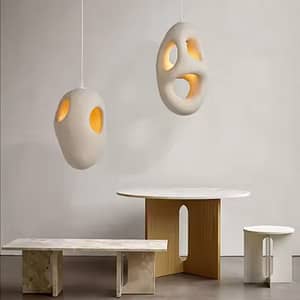 Nordic Japanese Hand-Built White Pendant Lamp