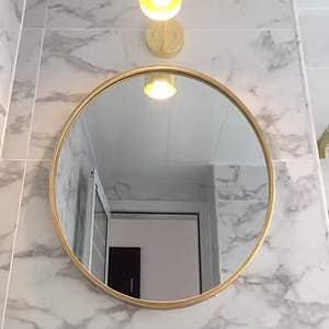 Decor design luxury gold framed bedroom wall living room mirror glass mirror round