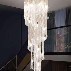 Modern Luxury Crystal Chandelier Long Droplight Home Villa Stairs Way Hotel Lobby Big Pendant Chandeliers Lights Fixture Lustre