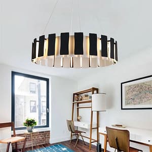 Simple Design Black and White Iron Circular Lighting Chandeliers Ceiling Lighting for Living Room Bedroom Dining