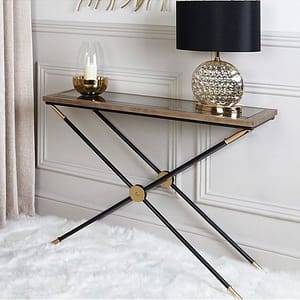 Black And Gold Metal Square Console Table