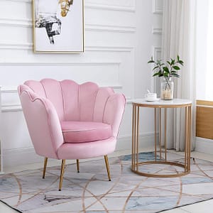 Modern Colorful Pink Arm Rest Velvet Restaurant Dining Room Chair