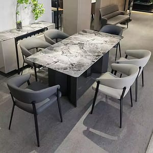 Italian minimalist high quality stainless steel marble dining table