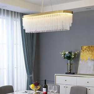 Home Decoration Rectangular Glass Chandelier LED Suspension