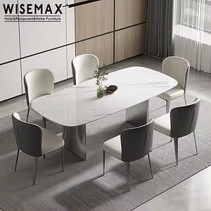 Rectangle white slate top dining table
