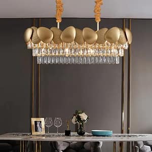 Long gold rectangular crystal chandelier