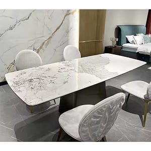 Modern Slate Dining Table Stainless Steel Table Legs Home Dining Room Furniture set
