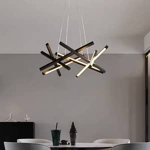 Geometric design black golden LED chandelier