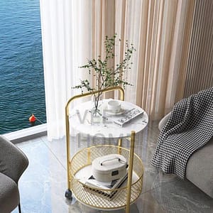 Modern Artificial Marble Home Furniture Iron Coffee Table