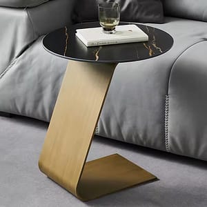 Small Space Corner Round End Table With Golden Leg