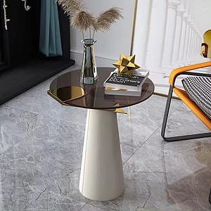 Modern Stainless Steel Simple Toughened Glass Top Small Round Table