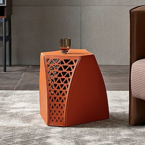 Saddle leather hollowed out modern simple creativity side table