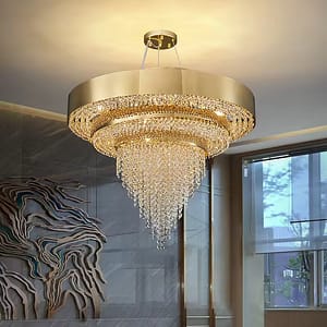 Golden crystal led modern pendant light