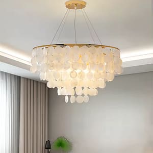 White shell piece chandelier