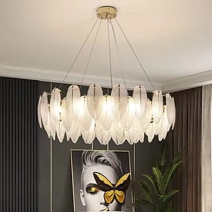 Glass Pearl Feather Crystal Pendant Lamp