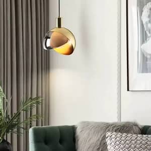 Gold Metal Glass Shade Led Light