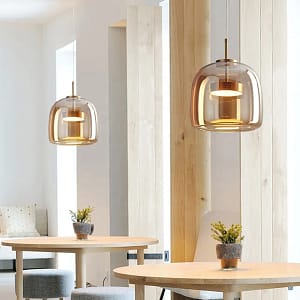Amber changeable 3 colors glass pendant lamp