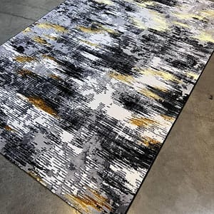 Abstract Urban Luxe Rug with Golden Accents