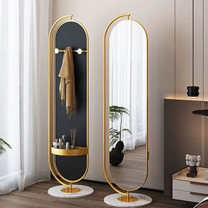 Modern Multifunctional Rotatable Metal Frame Bedroom Floor Standing Dressing Mirror
