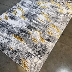 Modern Abstract Rug with Metallic Accents