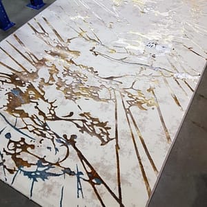 Metallic Abstract Rug with Intricate Patterns