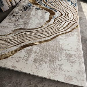 Marble-Inspired Metallic Rug