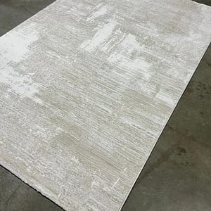 Neutral Abstract Rug with Textured Finish