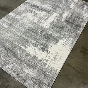 Modern Abstract Rug in Grey and White