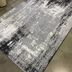 Modern Abstract Rug in Black and White