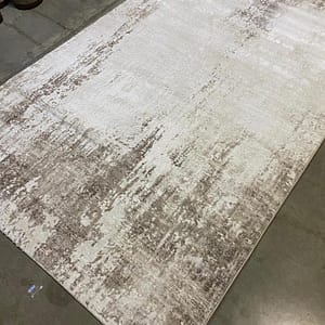 Distressed Abstract Rug in Neutral Tones