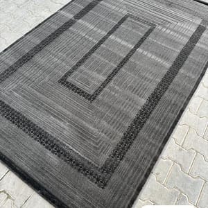 Modern Geometric Rug in Grey