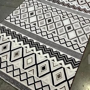 Modern Tribal Rug in Black and White