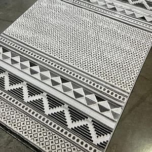 Geometric Tribal Rug in Black and White
