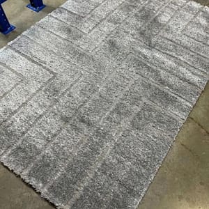 Textured Grey Rug with Subtle Geometric Pattern