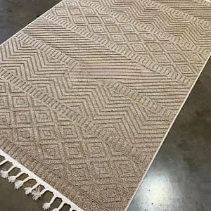 Bohemian Fringe Rug with Geometric Pattern