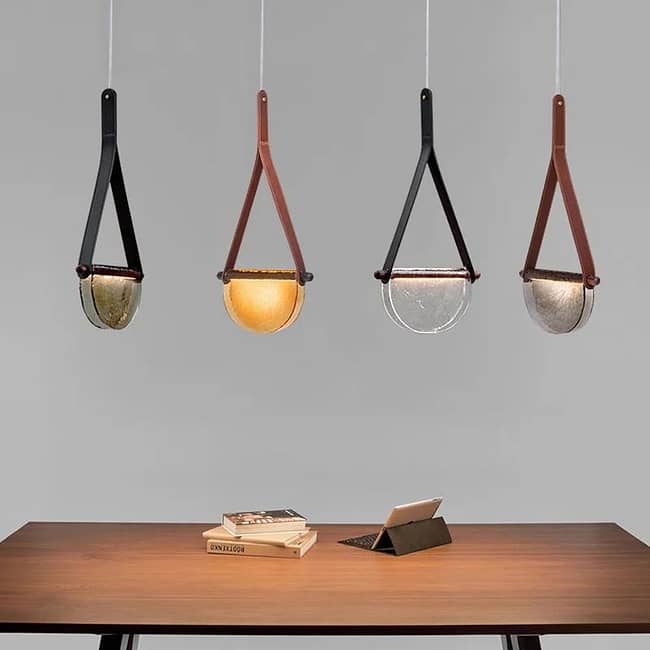 Carys – Post-modern Leather Handmade Glass Pendant Lamp