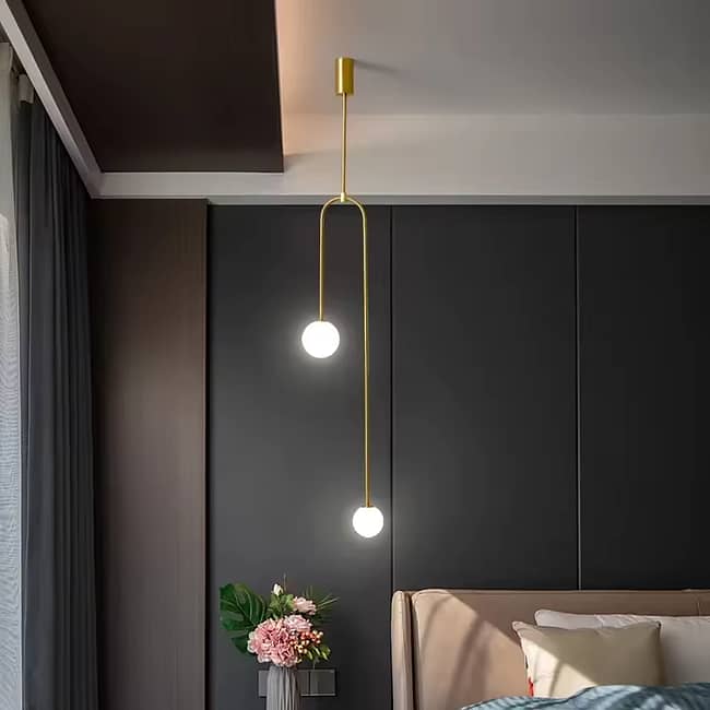 Nordic Brass Glass Ball Pendant Lamp - Image 3