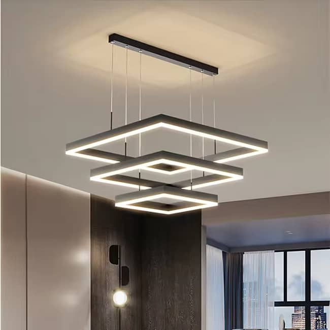 Modern Square Black Led Chandelier