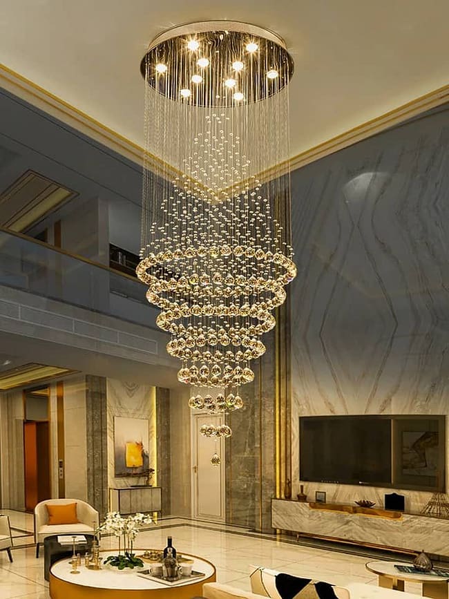 Special Square Drop Shape Post Modern Design Long Stair Chandelier Living Room Stairwell Indoor Hotel Lobby Pendant light