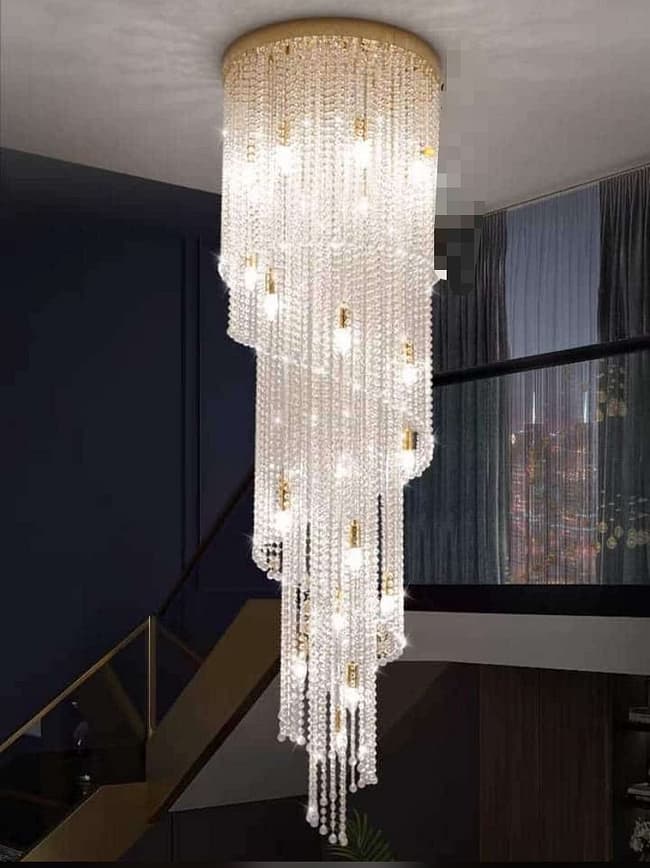 Modern Luxury Crystal Chandelier Long Droplight Home Villa Stairs Way Hotel Lobby Big Pendant Chandeliers Lights Fixture Lustre